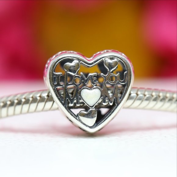 Pandora I Love You Mom Heart Sterling Silver Charm 792067EN23 - Picture 3 of 3